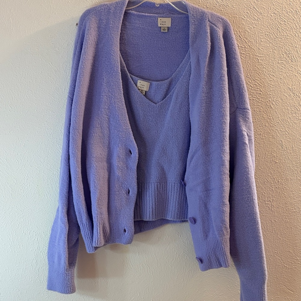 a new day Lavender Cardigan and Sweater Set